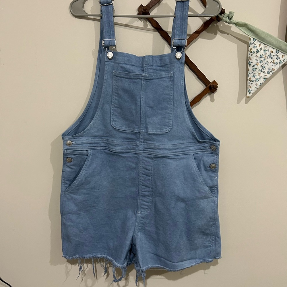Madewell Light Blue Denim Short Overalls